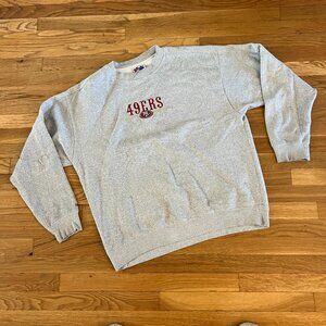 Vintage 90s San Francisco 49ers Grey Knit Embroidered Sweatshirt - Men's L/XL